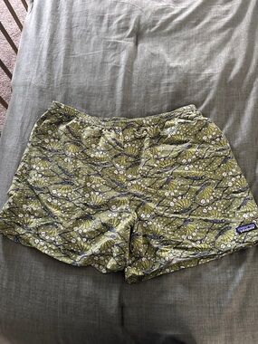 Patagonia Olive Green Floral Athletic Shorts